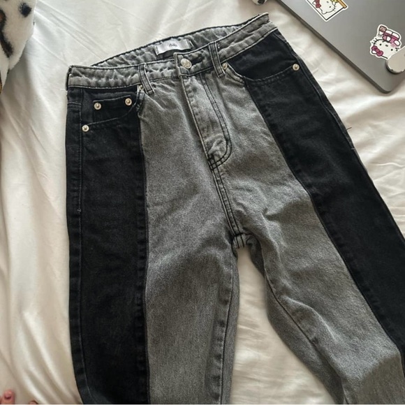 edikted straight leg jeans black and grey - Picture 3 of 6